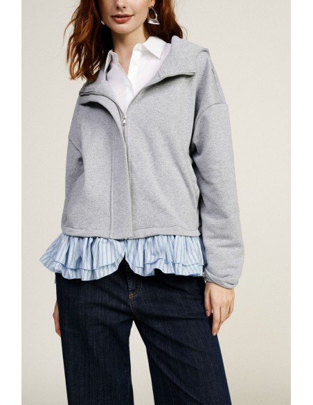 Dixie hoodie met geplooide volant