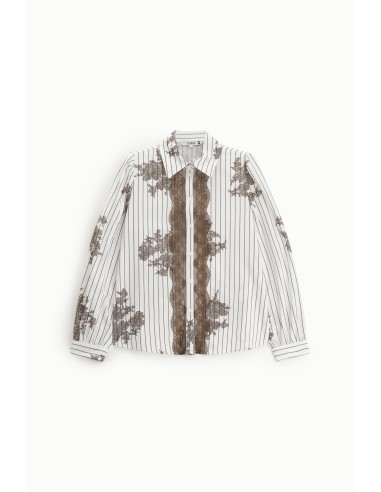 Gestreept overhemd met kant en knopen Please
