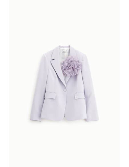 Blazer met één rij knopen en grote decoratieve bloem, alstublieft