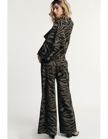 Palazzo-broek met patroonprint en hoge taille alstublieft