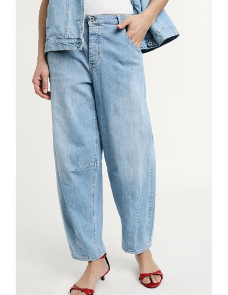 Jeans met balloon fit, normale taille en lichte wassing Please