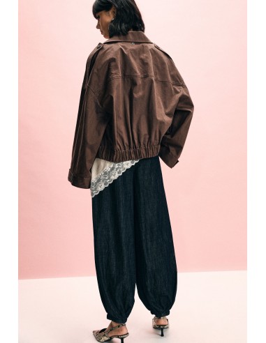 Donkere jeans in balloon fit met elastische tailleband, alstublieft