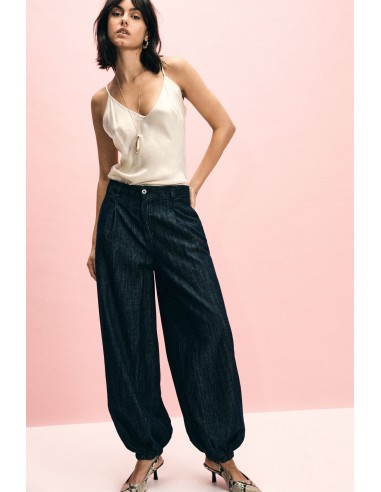 Donkere jeans in balloon fit met elastische tailleband, alstublieft