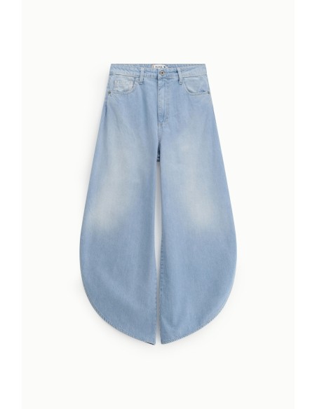 Jeans met wijde, afgeronde pijpen en zijsplitten Alstublieft