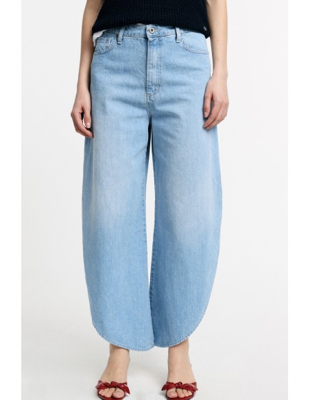 Jeans met wijde, afgeronde pijpen en zijsplitten Alstublieft