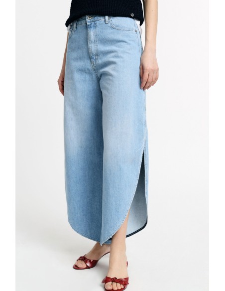 Jeans met wijde, afgeronde pijpen en zijsplitten Alstublieft