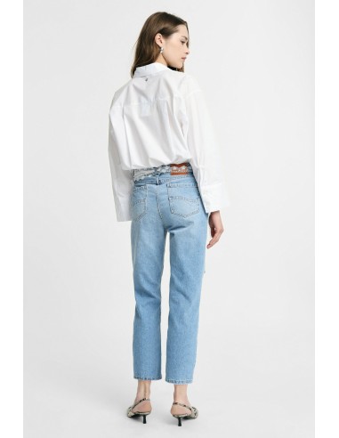Mom-fit jeans met hoge taille, scheuren en kant Please