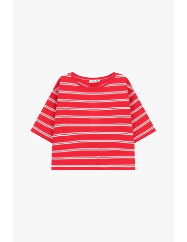Gestreept T-shirt met ronde hals en boxy pasvorm alstublieft