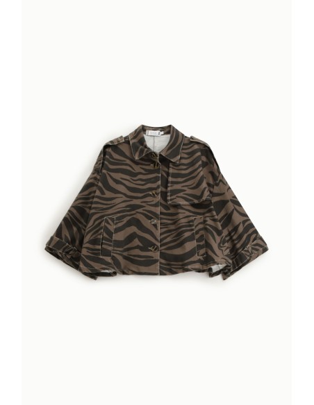 Denimjas met dierenprint en borstzak Please