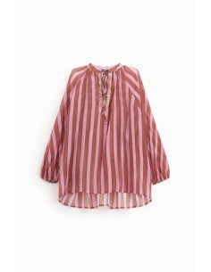 Lange gestreepte blouse met striklinten Dixie