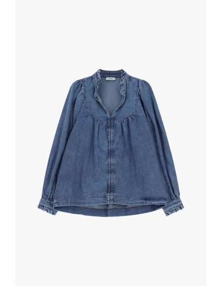 Ruimvallende blouse met V-hals en lange mouwen Dixie