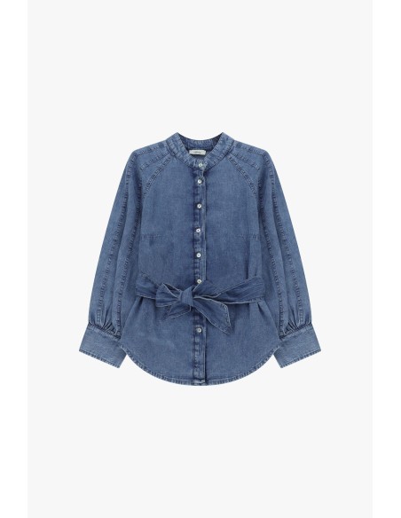 Blouse met ceintuur en mao-kraag Dixie