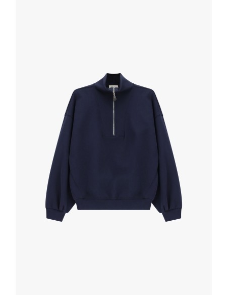 Dixie-sweatshirt met rits, hoge kraag en ruime pasvorm