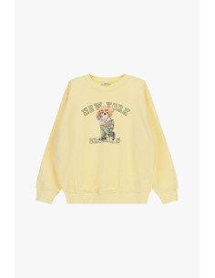 Dixie sweatshirt met ronde hals, teddybeerprint en tekst op de voorkant 2