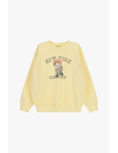 Dixie sweatshirt met ronde hals, teddybeerprint en tekst op de voorkant