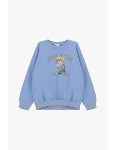 Dixie sweatshirt met ronde hals, teddybeerprint en tekst op de voorkant