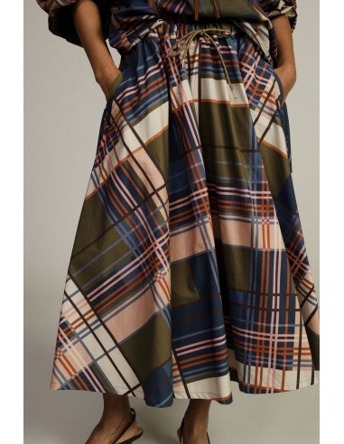 Lange rok met hoge taille en ruitmotief Dixie
