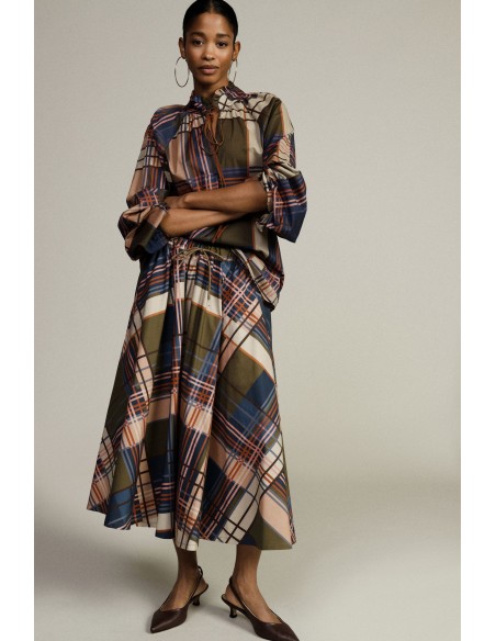 Lange rok met hoge taille en ruitmotief Dixie