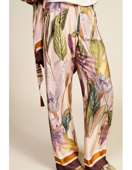 Dixie Palazzo-broek met botanische print en hoge taille