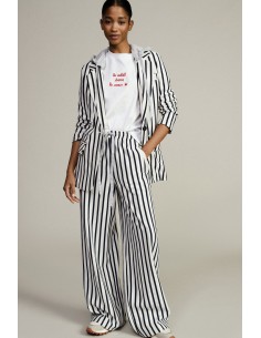 Gestreepte palazzo-broek met hoge taille en trekkoord van Dixie