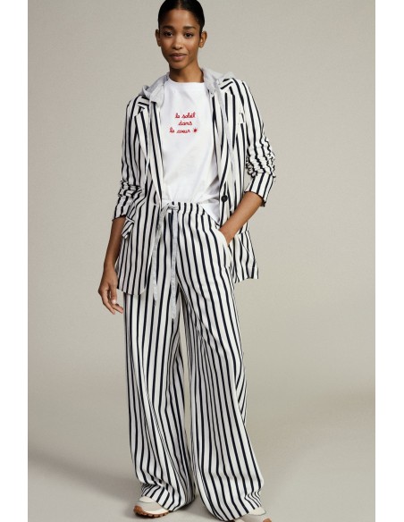 Gestreepte palazzo-broek met hoge taille en trekkoord van Dixie