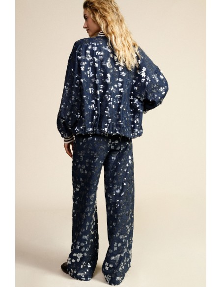 Dixie Fantasie Palazzo-broek met pailletten en hoge taille