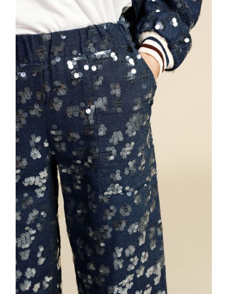 Dixie Fantasie Palazzo-broek met pailletten en hoge taille