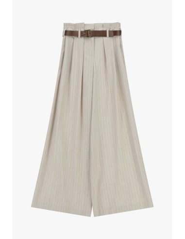 Gestreepte palazzo-broek met riem en hoge taille Dixie
