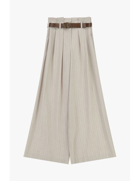 Gestreepte palazzo-broek met riem en hoge taille Dixie