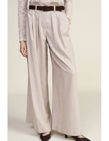 Gestreepte palazzo-broek met riem en hoge taille Dixie