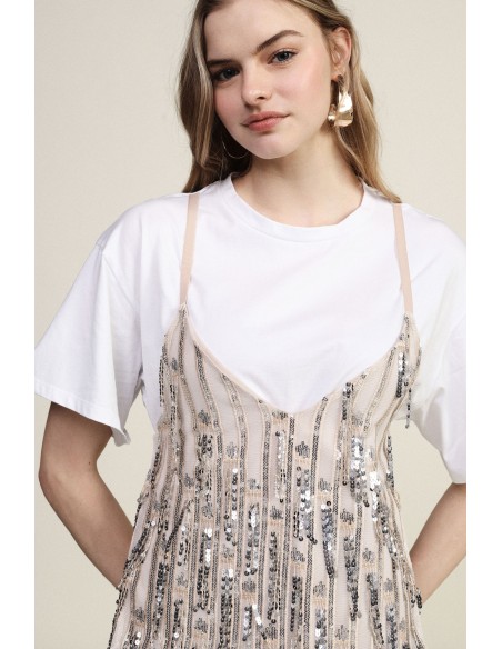 Top met T-shirt en decoratieve laagjesdetails Dixie