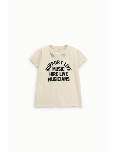 T-shirt met print aan de voorkant en juweelapplicaties Dixie