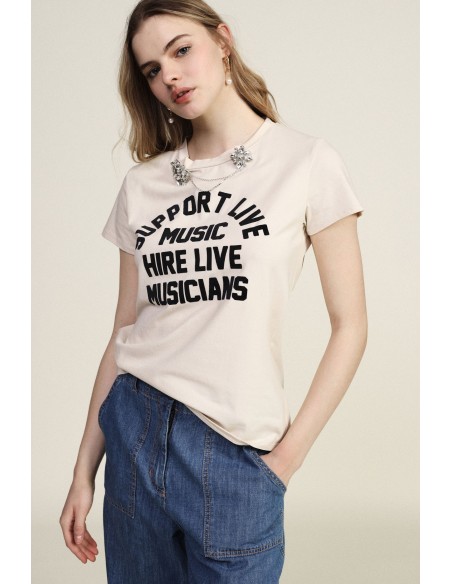 T-shirt met print aan de voorkant en juweelapplicaties Dixie