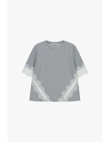 Dixie T-shirt met korte mouwen en kanten inzetten