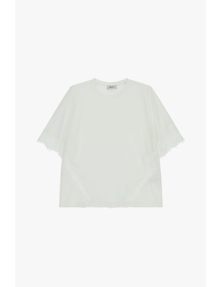 Dixie T-shirt met korte mouwen en kanten inzetten