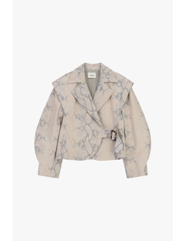 Lerenlook jas met slangenprint en gesp Dixie