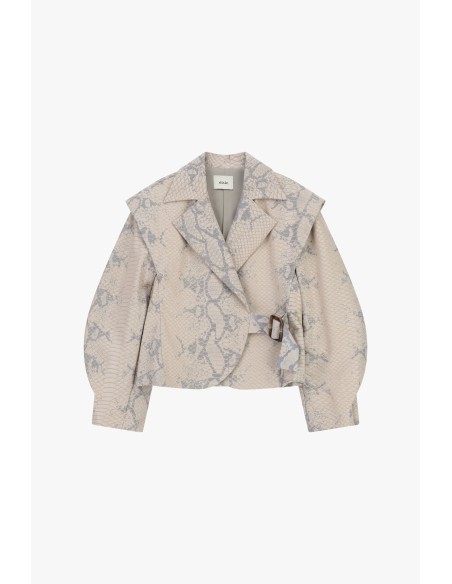 Lerenlook jas met slangenprint en gesp Dixie