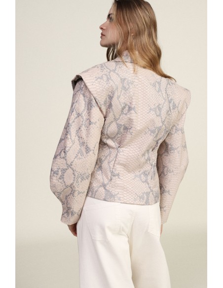 Lerenlook jas met slangenprint en gesp Dixie